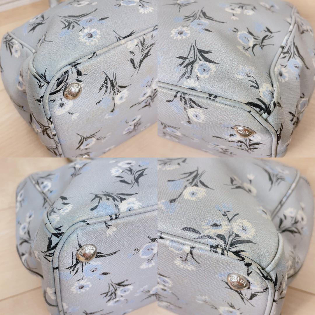 Prada Saffiano Galleria 2-Way Tote Floral Pattern — view 6