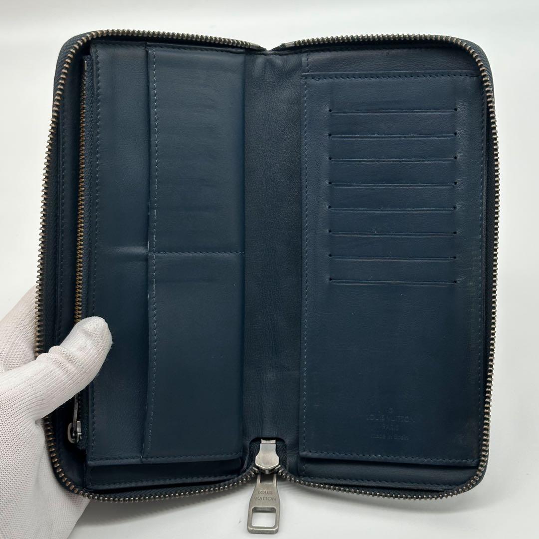 Louis Vuitton Zippy Wallet Vertical Damier Infini Navy — view 8