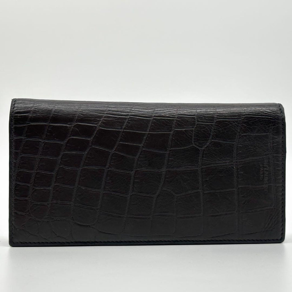 Saint Laurent Croco Bifold Wallet Leather Brown — view 2
