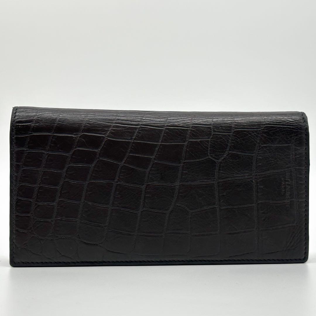 Saint Laurent Croco Bifold Wallet Leather Brown — view 2