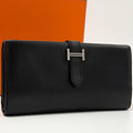 Hermes Bearn Dupri Box Calf Soufflet Classic Trifold Leather Wallet