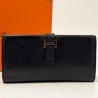 Hermes Bearn Dupri Box Calf Soufflet Classic Trifold Leather Wallet — view 2