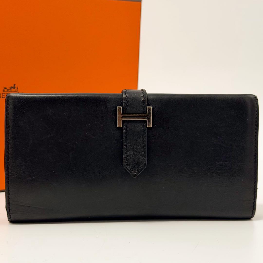 Hermes Bearn Dupri Box Calf Soufflet Classic Trifold Leather Wallet — view 2