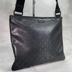Gucci GG Shoulder Bag Imprime Black Leather Logo