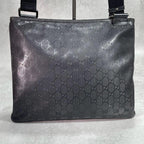 Gucci GG Shoulder Bag Imprime Black Leather Logo — view 3