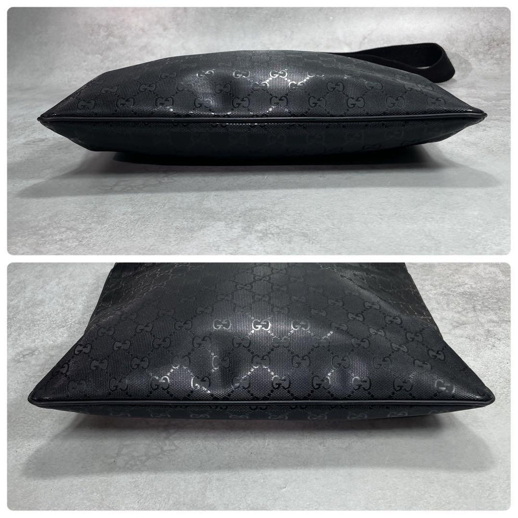 Gucci GG Shoulder Bag Imprime Black Leather Logo — view 8