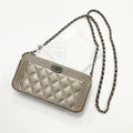 Chanel Caviar Leather CC Logo Boy Chain Wallet Shoulder