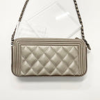 Chanel Caviar Leather CC Logo Boy Chain Wallet Shoulder — view 3