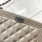 Chanel Caviar Leather CC Logo Boy Chain Wallet Shoulder — view 4
