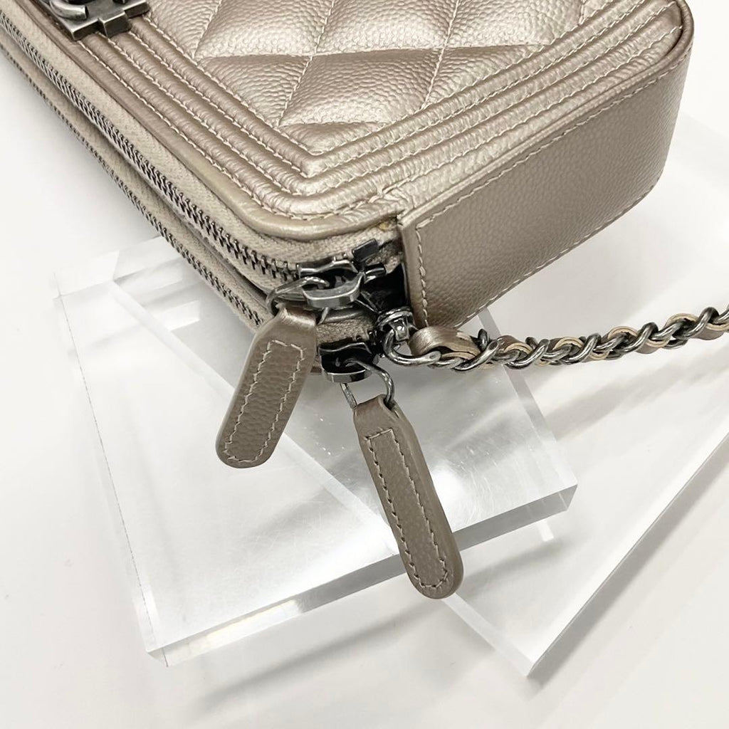 Chanel Caviar Leather CC Logo Boy Chain Wallet Shoulder — view 5