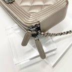 Chanel Caviar Leather CC Logo Boy Chain Wallet Shoulder — view 5