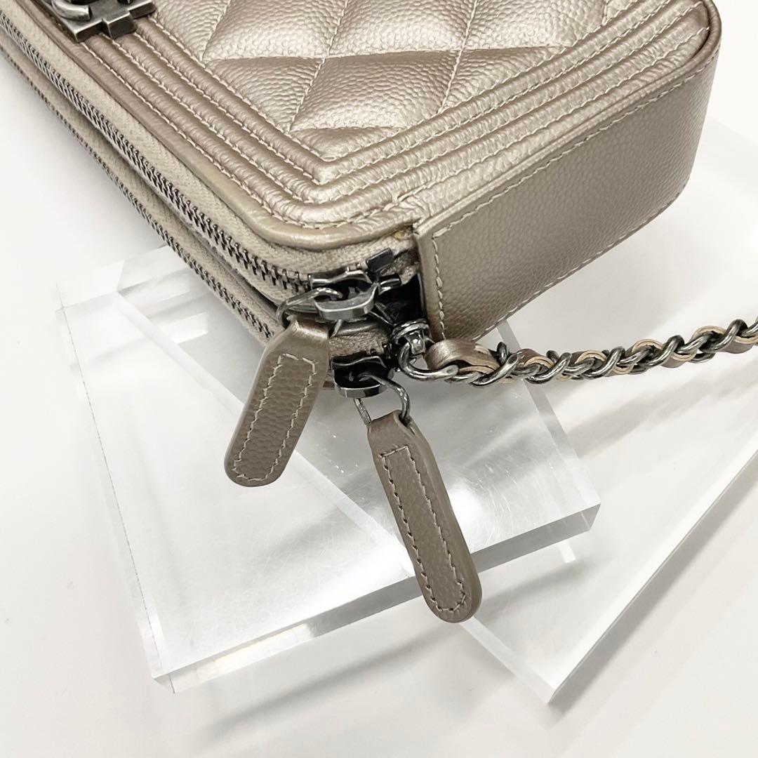 Chanel Caviar Leather CC Logo Boy Chain Wallet Shoulder — view 5