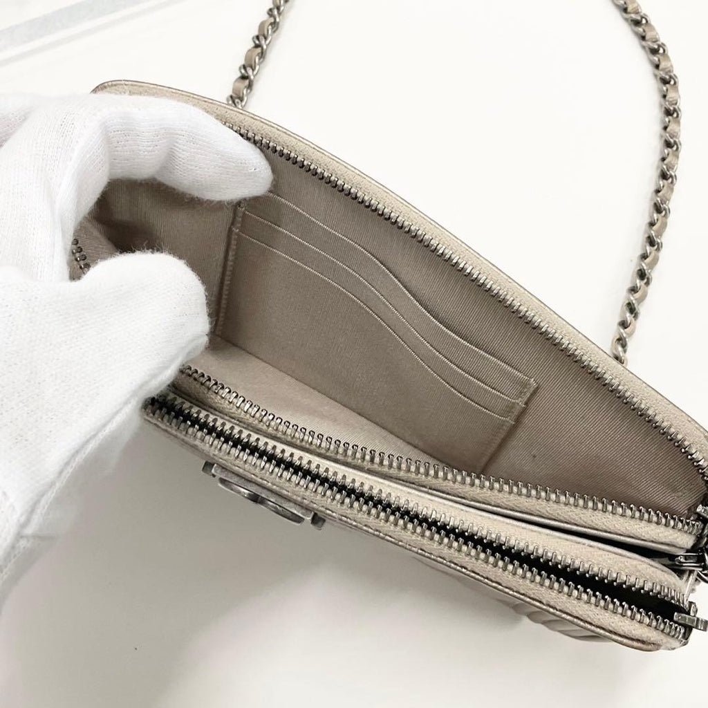 Chanel Caviar Leather CC Logo Boy Chain Wallet Shoulder — view 7
