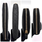 Chanel Quilted Caviar Leather Zip Around Wallet Black — view 6