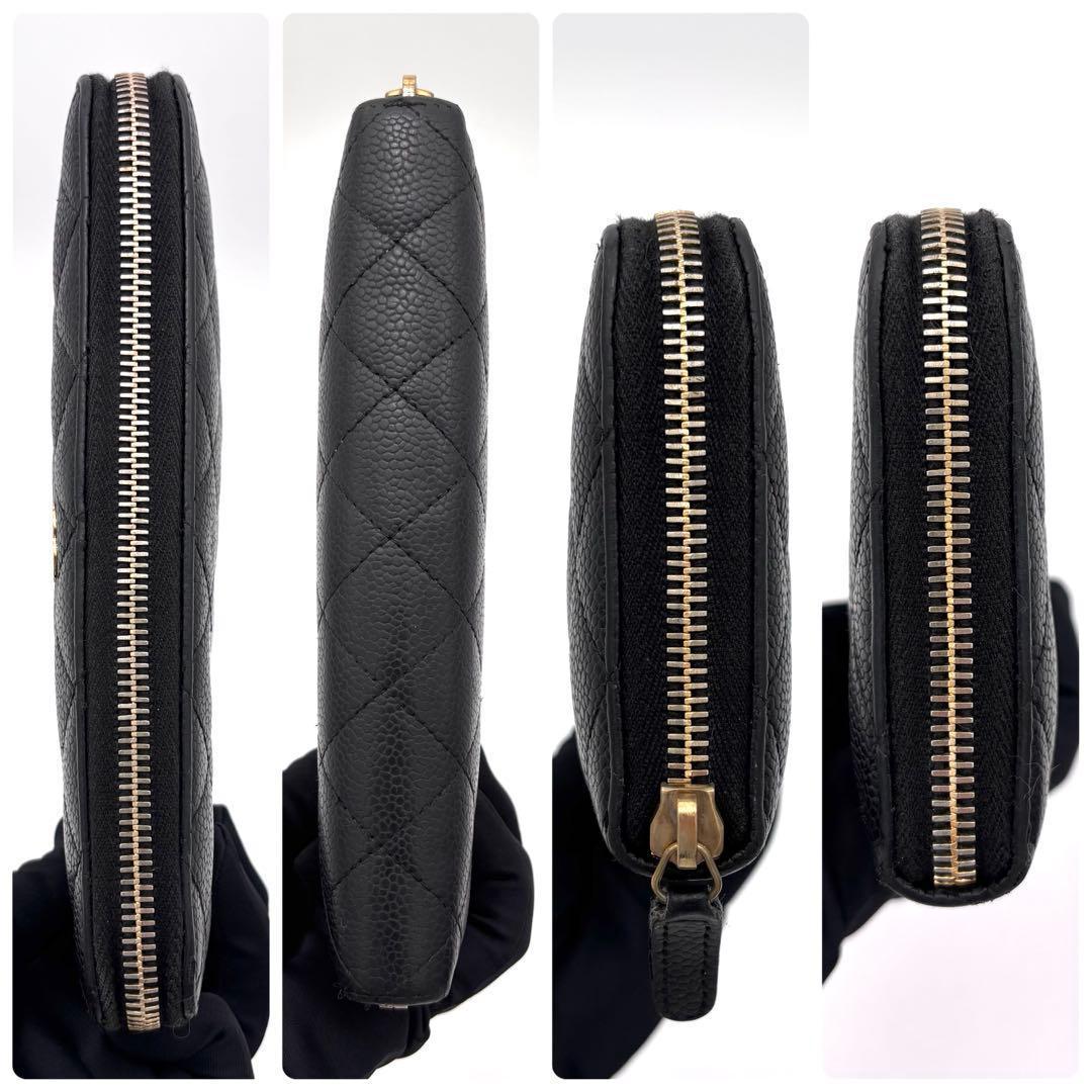 Chanel Quilted Caviar Leather Zip Around Wallet Black — view 6
