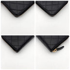 Chanel Quilted Caviar Leather Zip Around Wallet Black — view 7