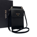 Prada Saffiano Leather Shoulder Bag Phone Case Black