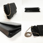 Chanel Caviar Leather Bifold Wallet Chain Black — view 3