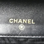 Chanel Caviar Leather Bifold Wallet Chain Black — view 5