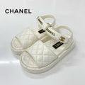 Chanel Quilted CC Logo Leather Velcro Sandals