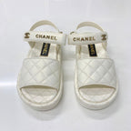 Chanel Quilted CC Logo Leather Velcro Sandals — view 2