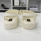 Chanel Quilted CC Logo Leather Velcro Sandals — view 5
