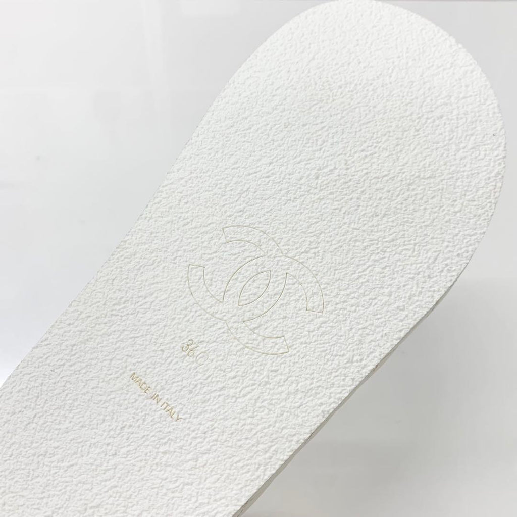 Chanel Quilted CC Logo Leather Velcro Sandals — view 8