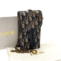 Dior Trotter Canvas Chain Shoulder Bag Leather Pouch