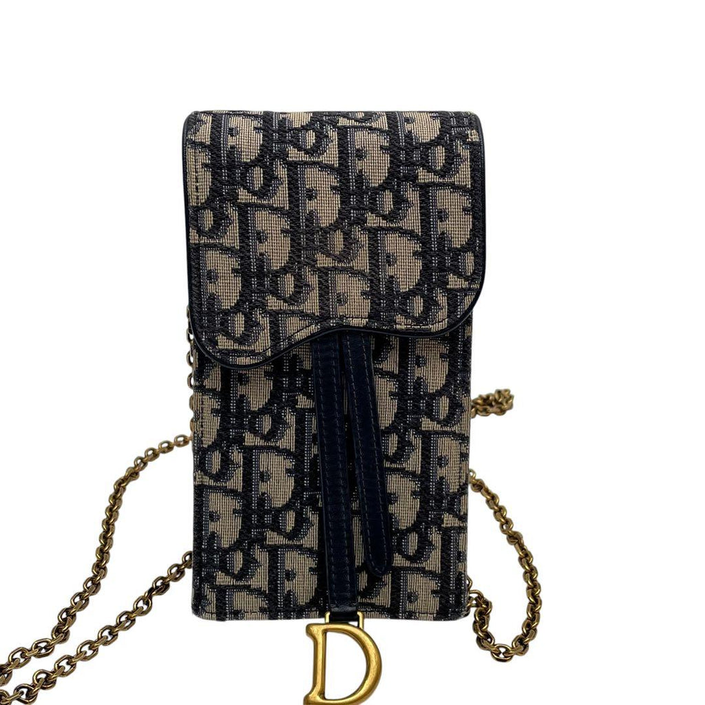 Dior Trotter Canvas Chain Shoulder Bag Leather Pouch — view 2