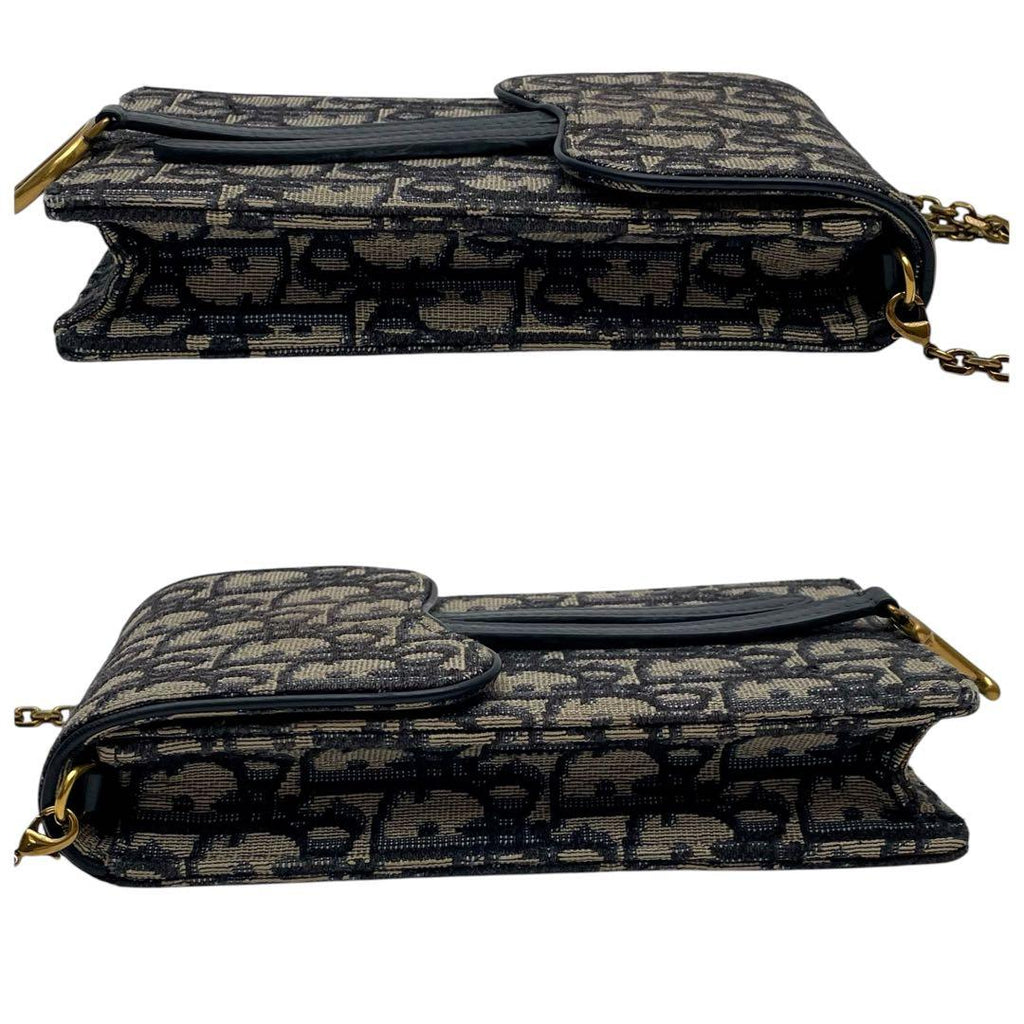 Dior Trotter Canvas Chain Shoulder Bag Leather Pouch — view 4