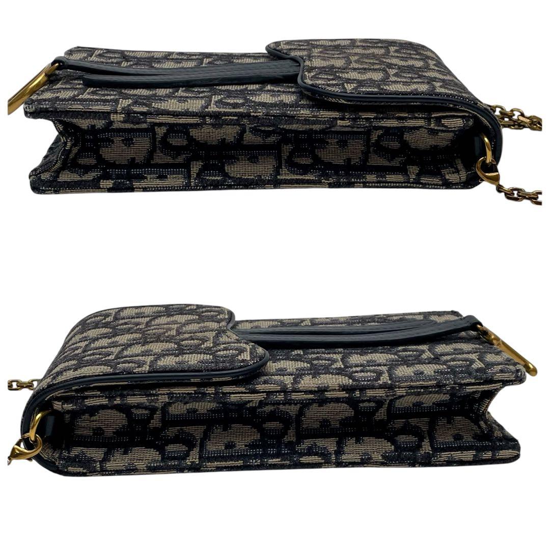 Dior Trotter Canvas Chain Shoulder Bag Leather Pouch — view 4