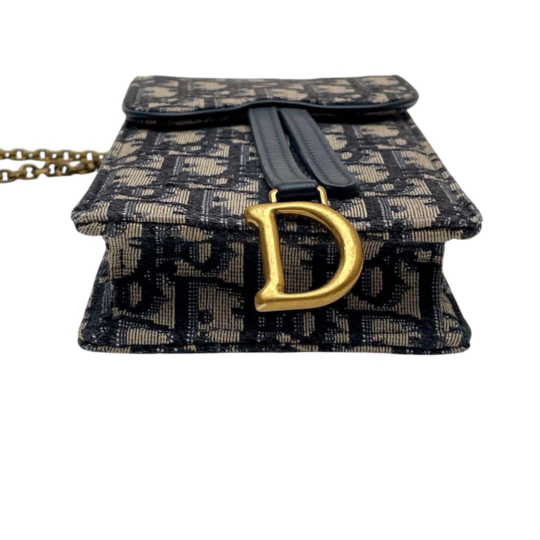 Dior Trotter Canvas Chain Shoulder Bag Leather Pouch — view 5