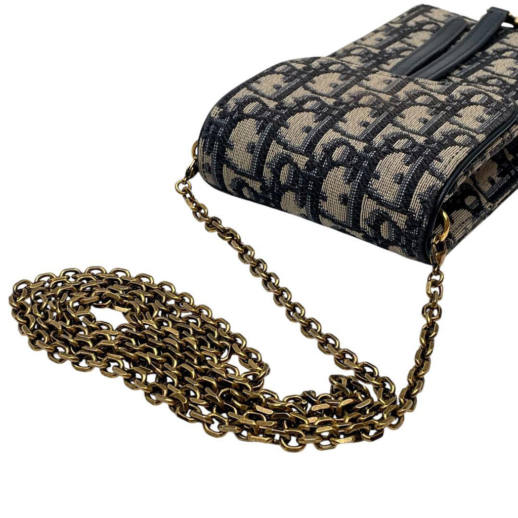 Dior Trotter Canvas Chain Shoulder Bag Leather Pouch — view 7