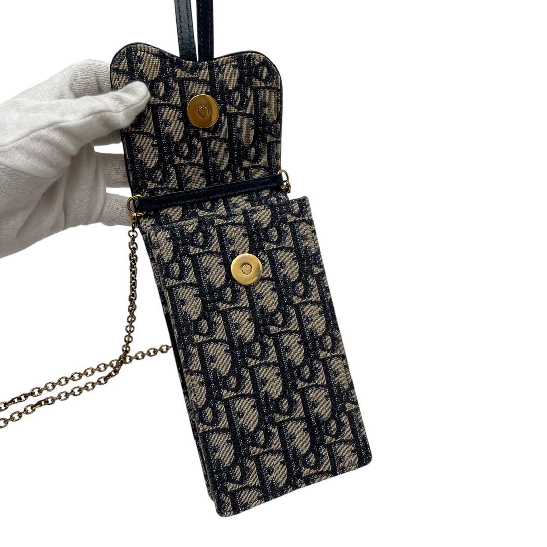Dior Trotter Canvas Chain Shoulder Bag Leather Pouch — view 8