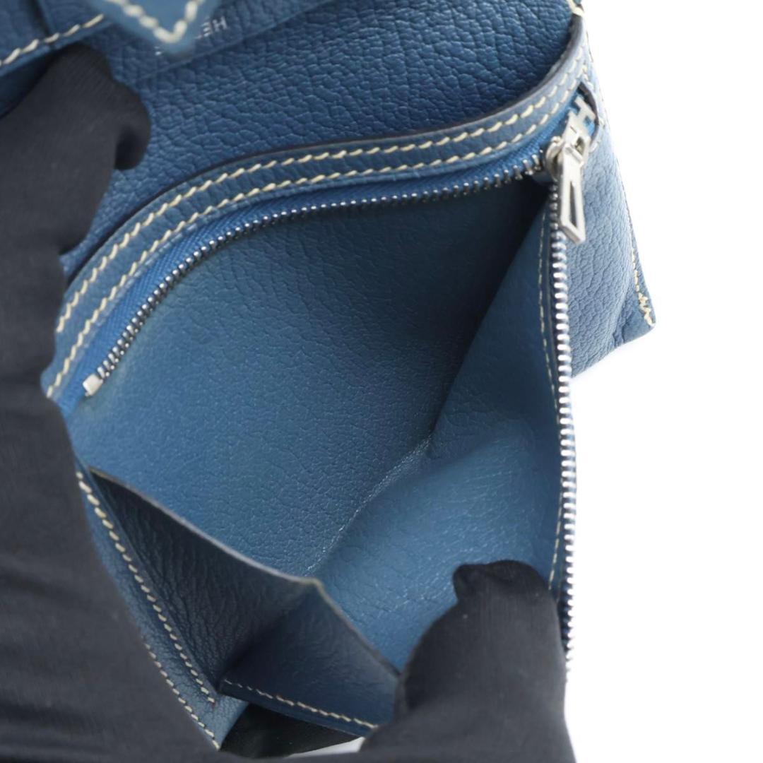 Hermes Bearn Compact Chevre Bifold Wallet Blue — view 4