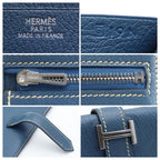 Hermes Bearn Compact Chevre Bifold Wallet Blue — view 7