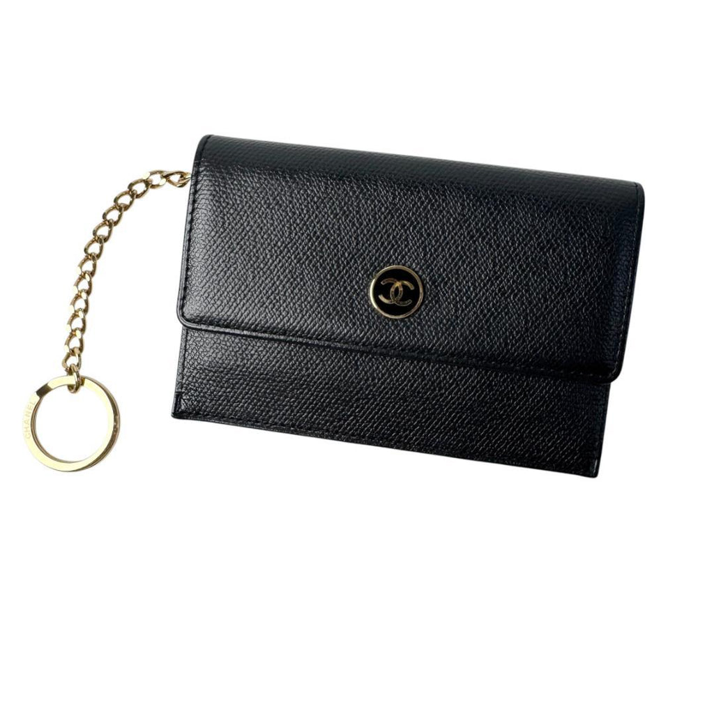 Chanel CC Logo Coin Purse with Key Ring Black