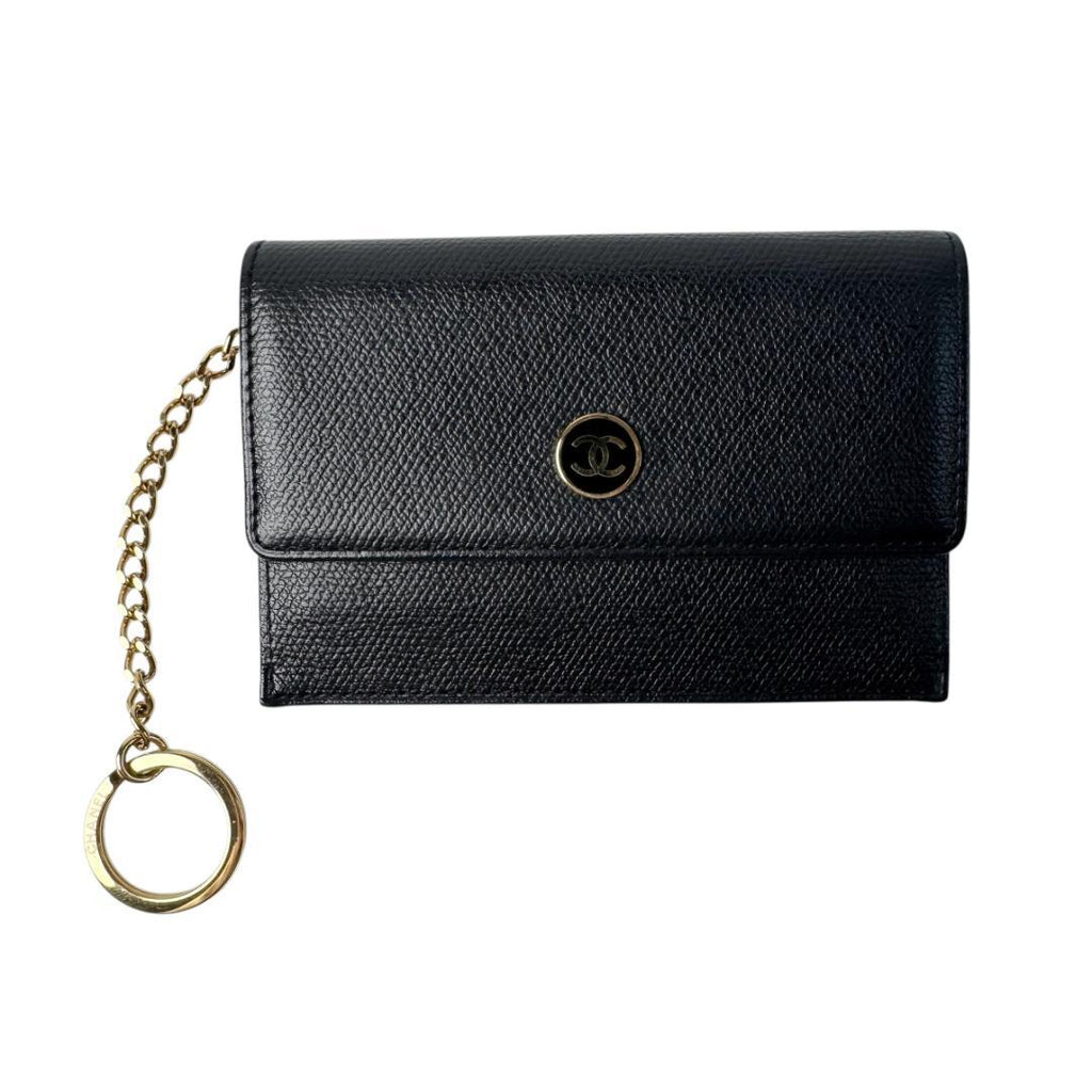 Chanel CC Logo Coin Purse with Key Ring Black — view 2