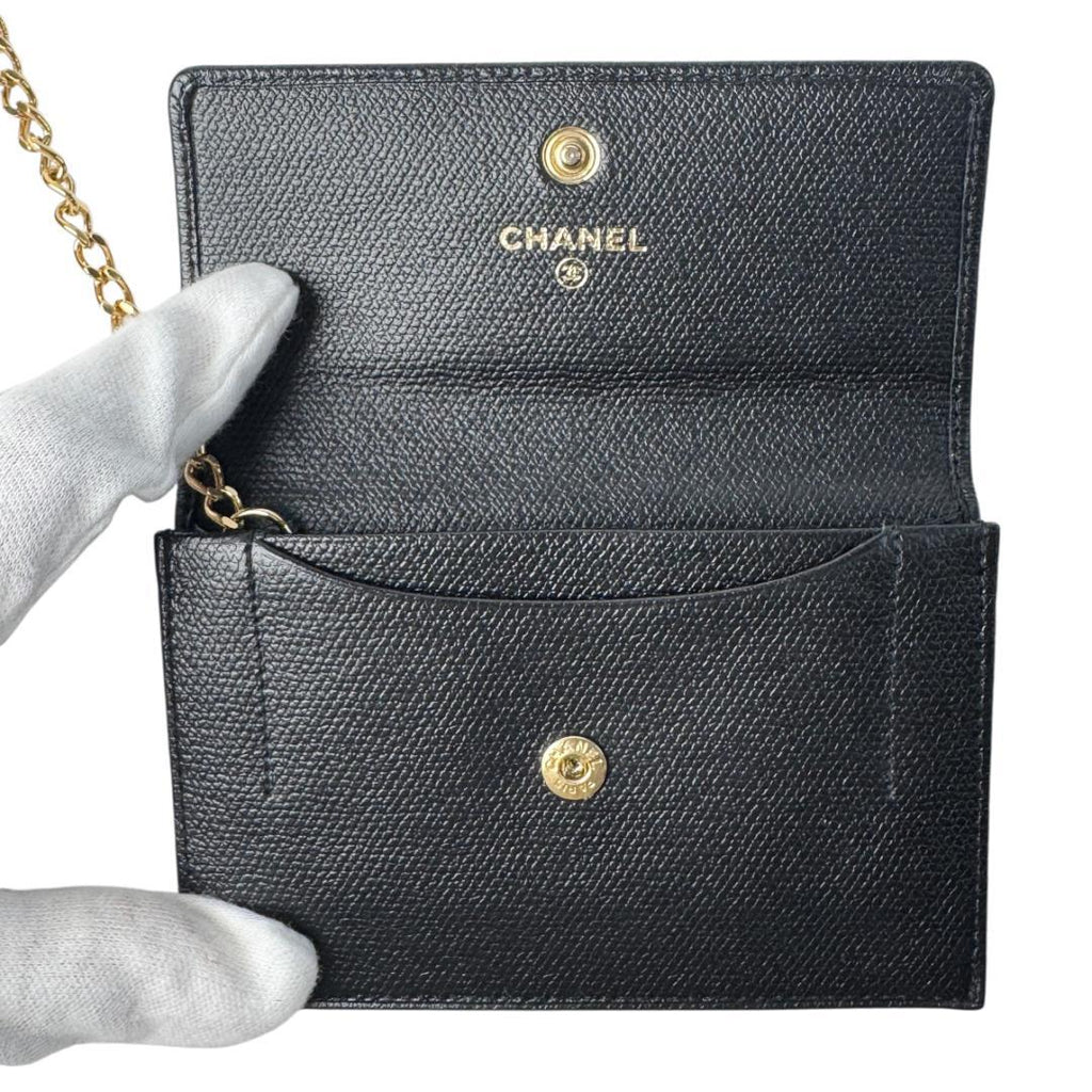 Chanel CC Logo Coin Purse with Key Ring Black — view 7