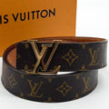 Louis Vuitton Ceinture Initial Monogram Brown LV Gold Belt