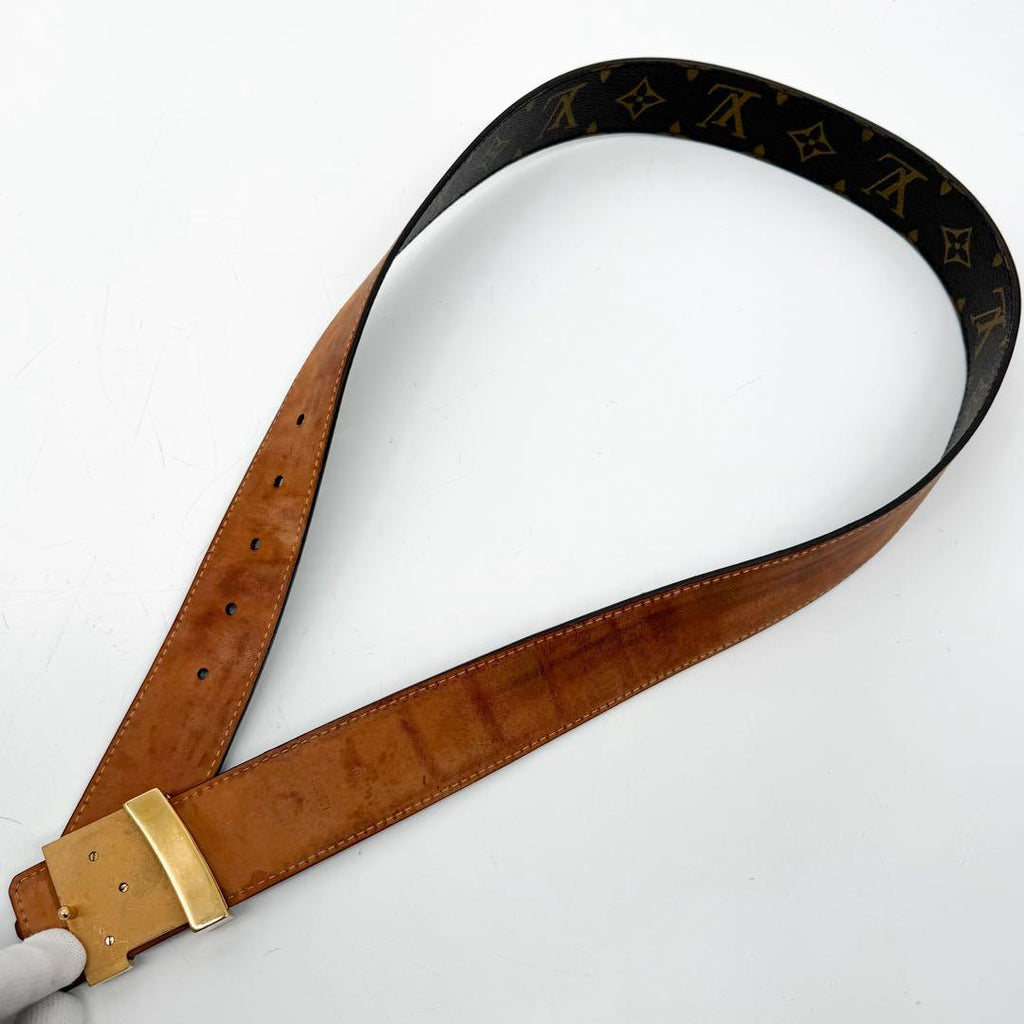 Louis Vuitton Ceinture Initial Monogram Brown LV Gold Belt — view 3