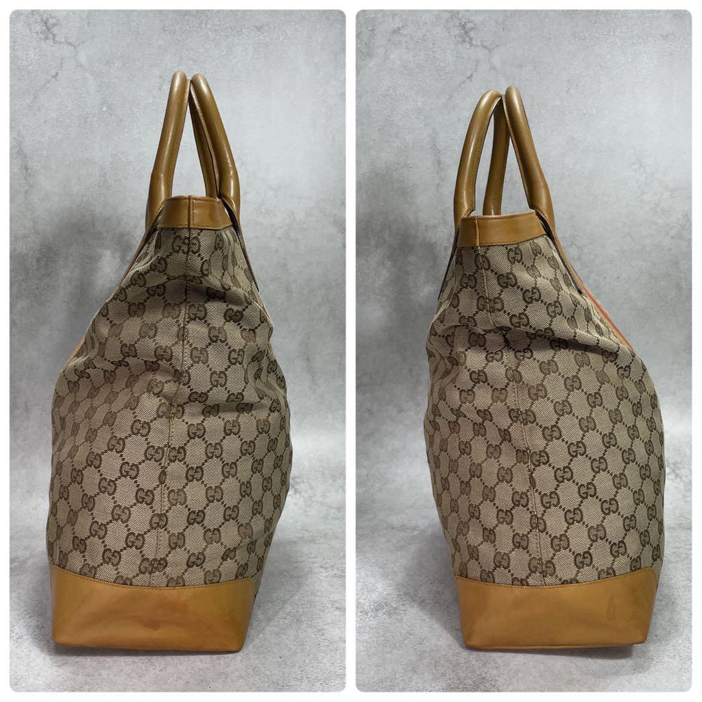 Gucci GG Sherry Line Tote Bag Brown Yellow Leather — view 7