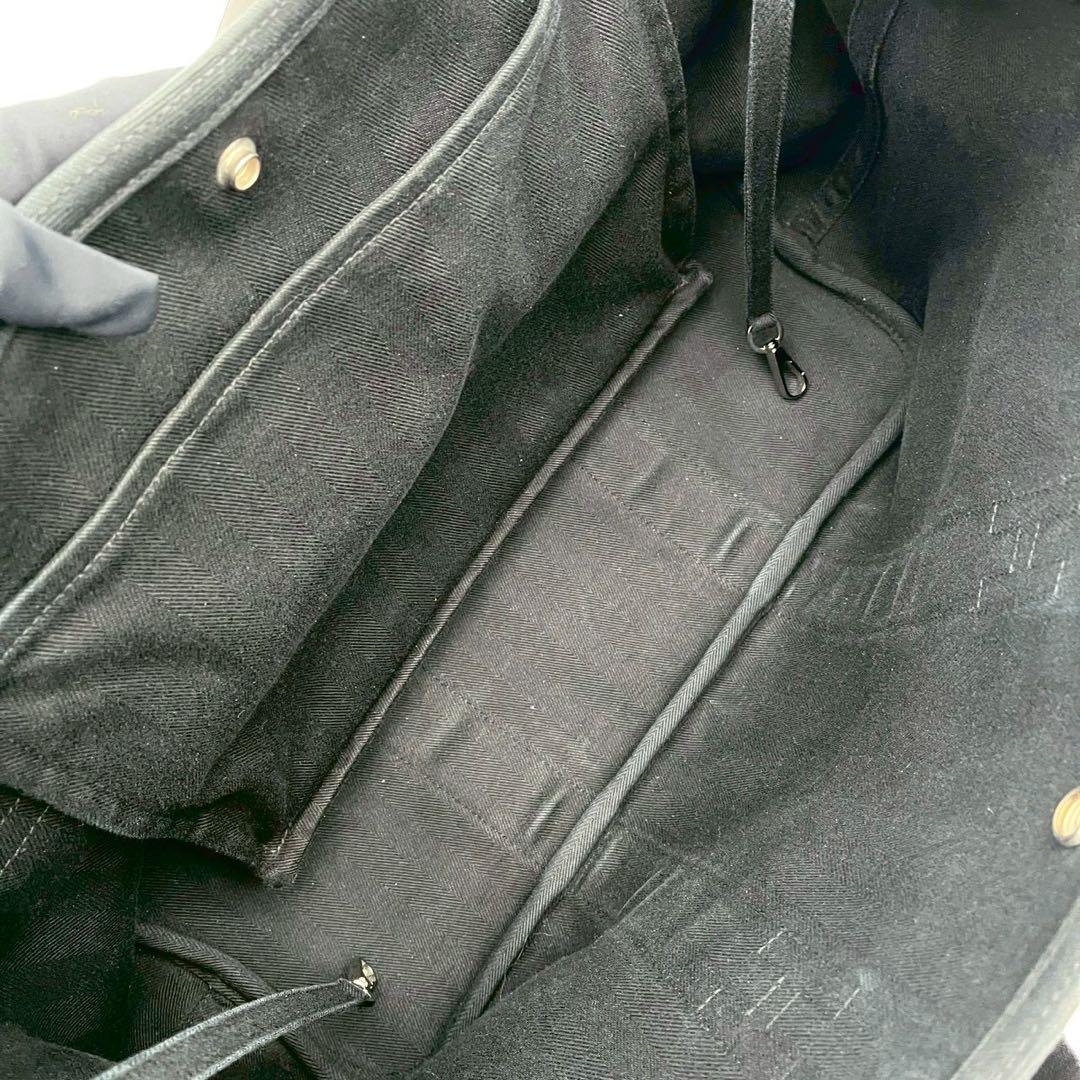 Hermes Valparaiso MM Canvas Leather Pouch Handbag Black