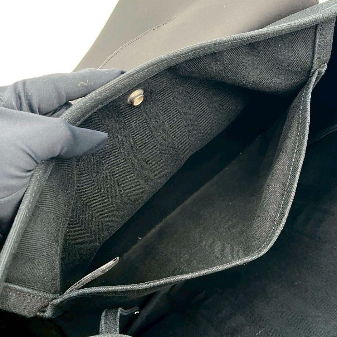 Hermes Valparaiso MM Canvas Leather Pouch Handbag Black