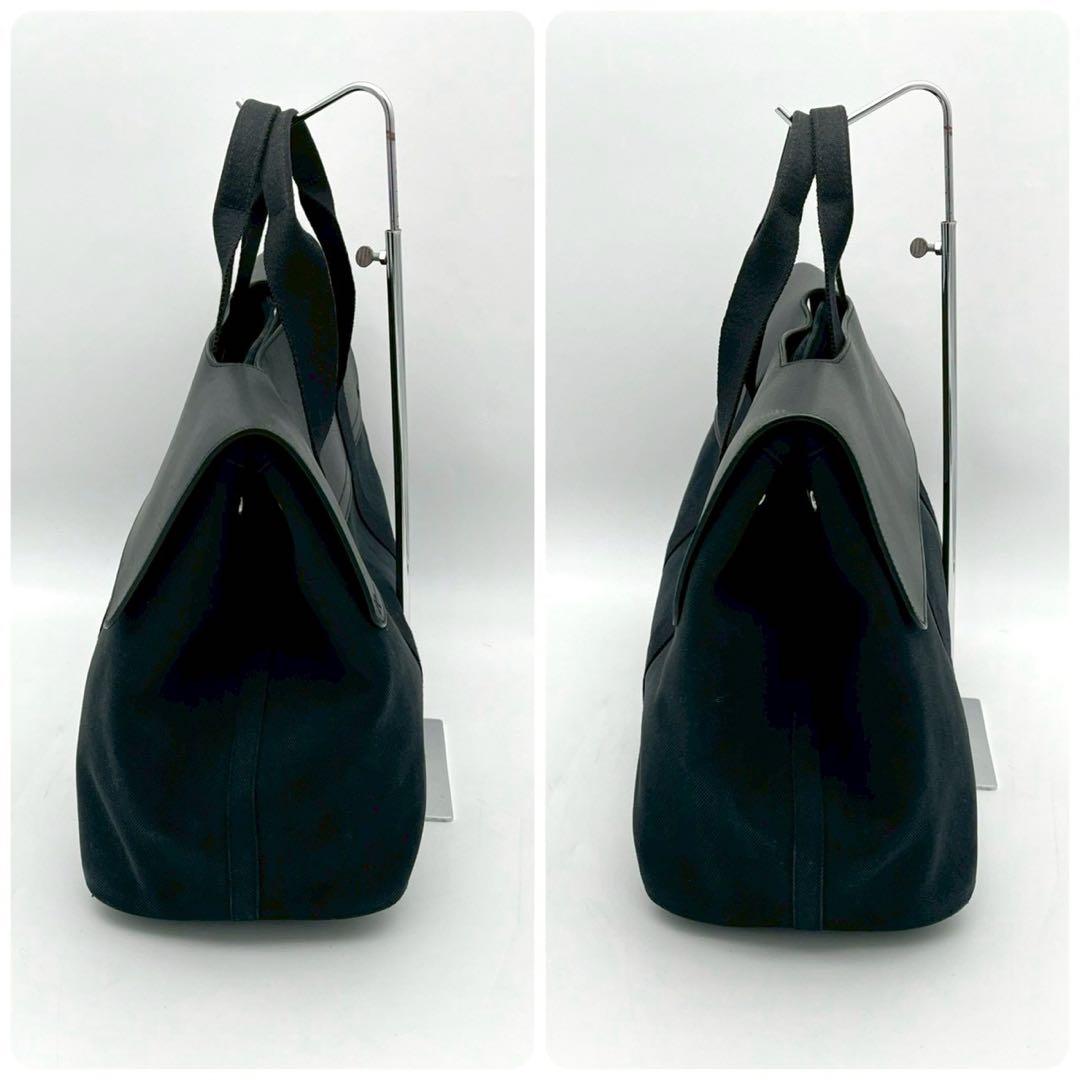 Hermes Valparaiso MM Canvas Leather Pouch Handbag Black