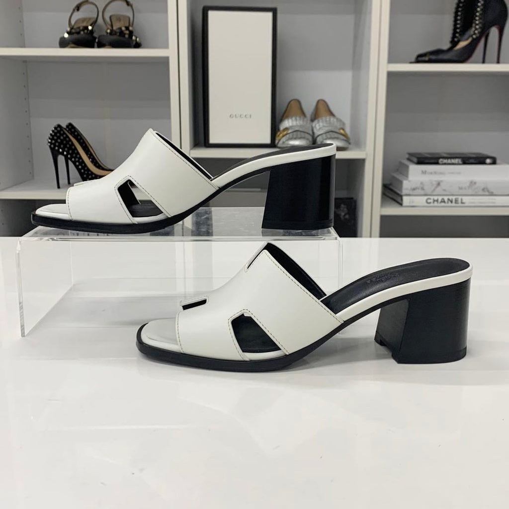 Hermes Area 60 Leather Sandals Mule White — view 2