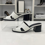 Hermes Area 60 Leather Sandals Mule White — view 2