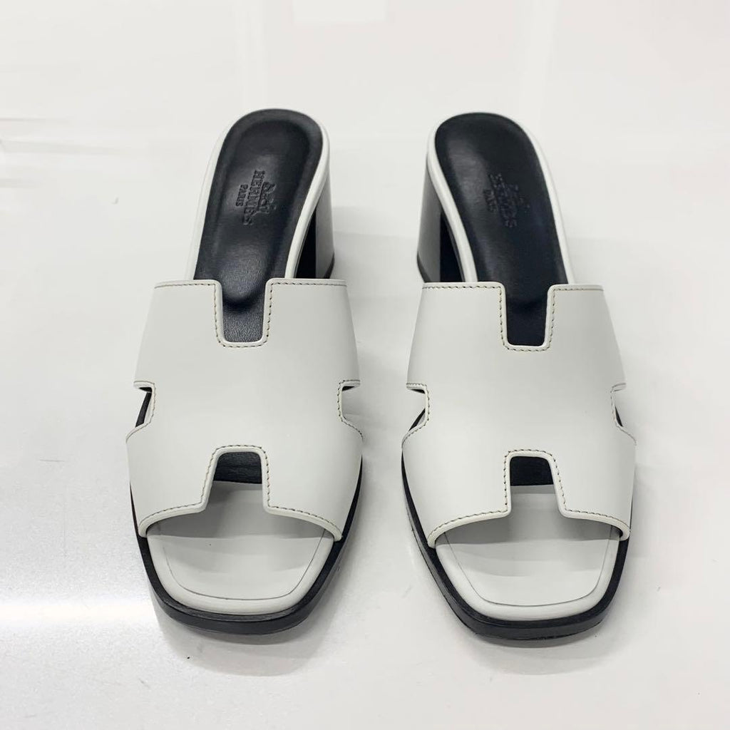 Hermes Area 60 Leather Sandals Mule White — view 4