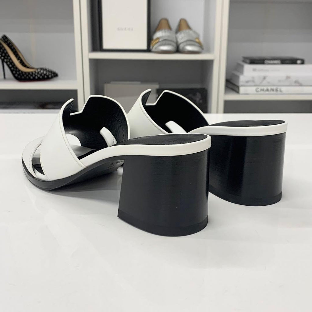 Hermes Area 60 Leather Sandals Mule White — view 5