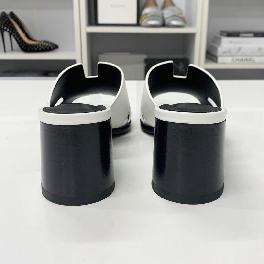 Hermes Area 60 Leather Sandals Mule White — view 6